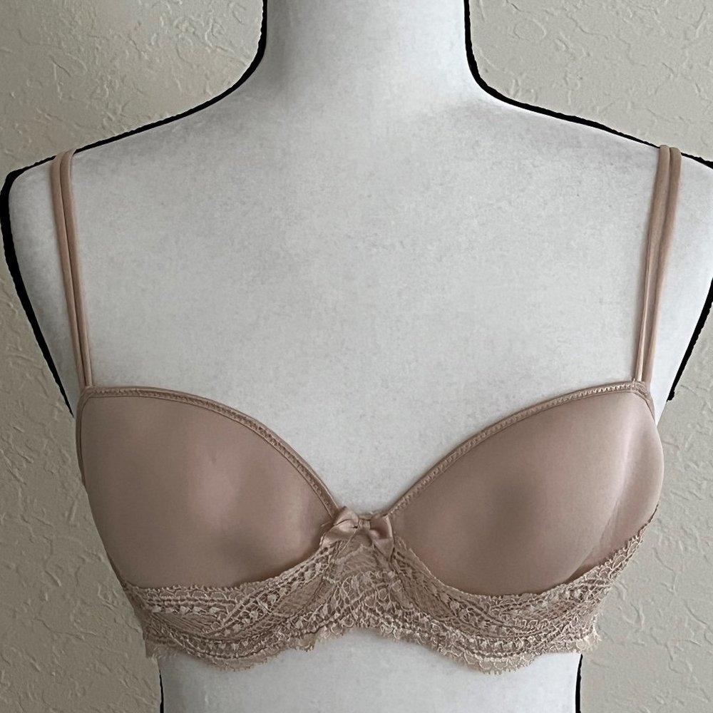Simone Perele Eden 3D Demi T-Shirt Bra 34C Beige Peau Rose Spacer Foam 12E343
